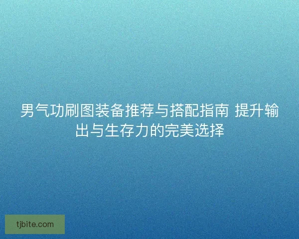 男气功刷图装备推荐与搭配指南 提升输出与生存力的完美选择